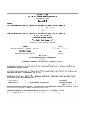 Thumbnail Five Point Holdings 10-Q Quarterly Report FY2017 