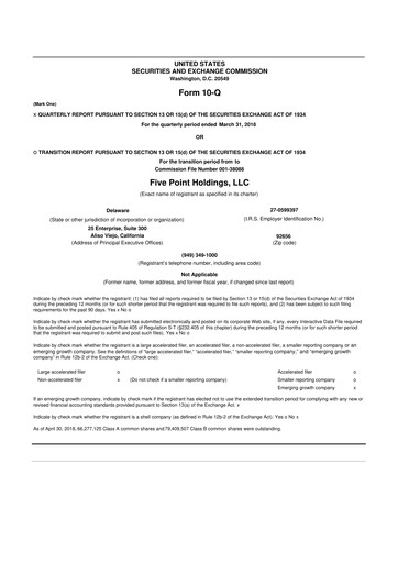 Thumbnail Five Point Holdings 10-Q Quarterly Report FY2018 