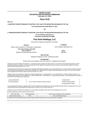 Thumbnail Five Point Holdings 10-Q Quarterly Report FY2019 