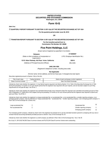 Thumbnail Five Point Holdings 10-Q Quarterly Report FY2019 