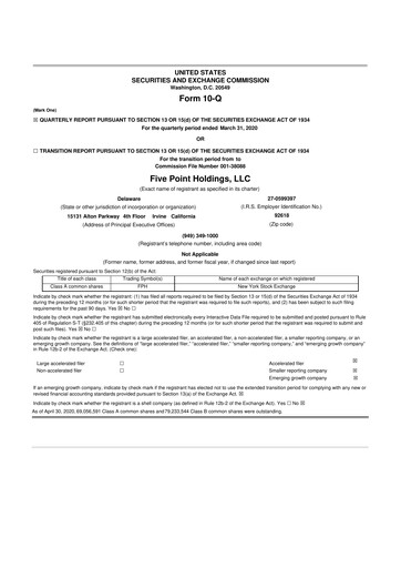 Thumbnail Five Point Holdings 10-Q Quarterly Report FY2020 