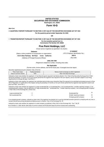 Thumbnail Five Point Holdings 10-Q Quarterly Report FY2020 