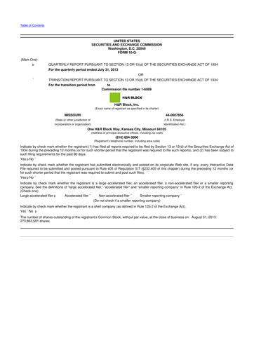 Thumbnail H&R Block
 10-Q Quarterly Report FY2014 