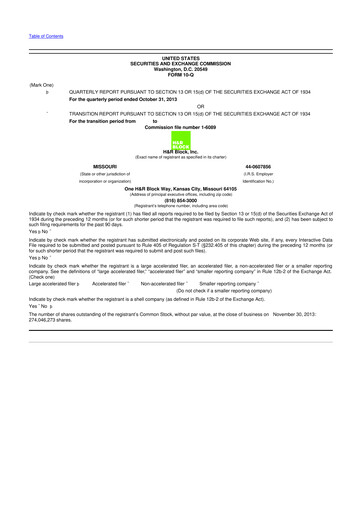 Thumbnail H&R Block
 10-Q Quarterly Report FY2014 