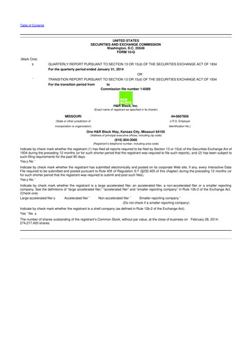 Thumbnail H&R Block
 10-Q Quarterly Report FY2014 