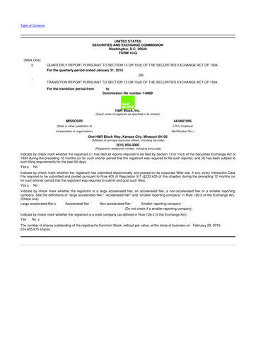 Thumbnail H&R Block
 10-Q Quarterly Report FY2016 