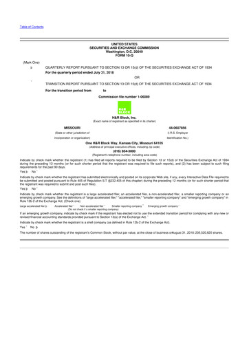 Thumbnail H&R Block
 10-Q Quarterly Report FY2019 