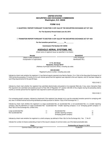Thumbnail AgEagle Aerial Systems
 10-Q Quarterly Report FY2018 
