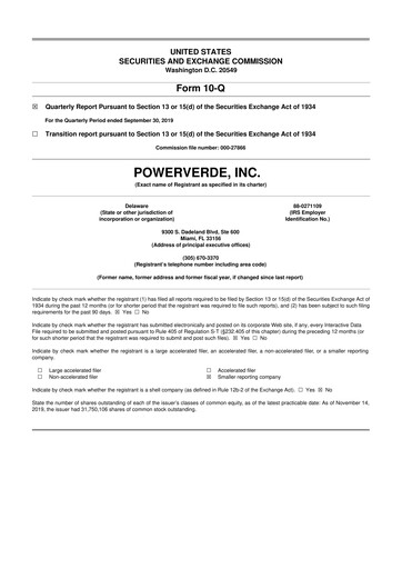 Miniature 374Water 10-Q Rapport trimestriel 2019 