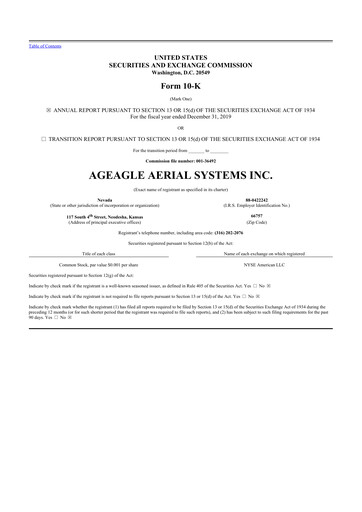 Thumbnail AgEagle Aerial Systems
 10-K Annual Report 2019