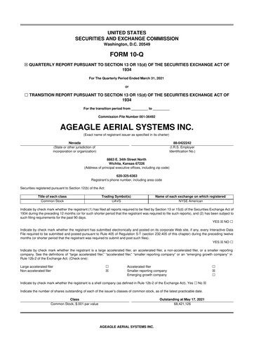 Thumbnail AgEagle Aerial Systems
 10-Q Quarterly Report FY2021 