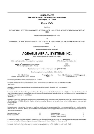 Thumbnail AgEagle Aerial Systems
 10-Q Quarterly Report FY2022 