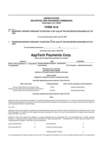 Thumbnail AppTech Payments 10-Q Quarterly Report FY2022 