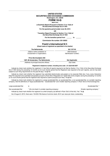 Miniature Expro Group 10-Q Rapport trimestriel 2015 