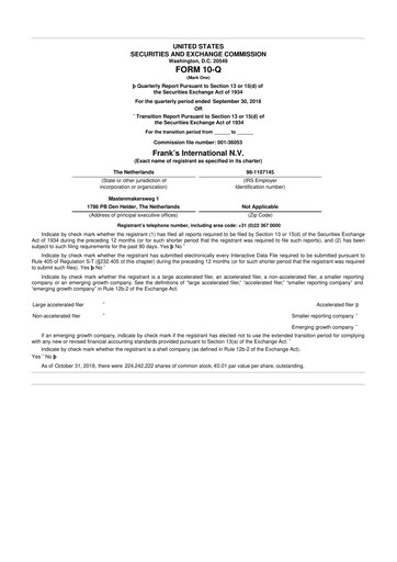 Miniature Expro Group 10-Q Rapport trimestriel 2018 