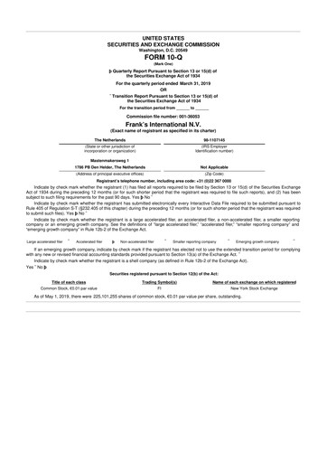Miniature Expro Group 10-Q Rapport trimestriel 2019 
