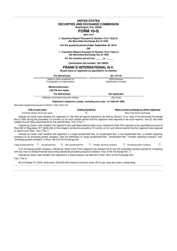 Miniature Expro Group 10-Q Rapport trimestriel 2019 