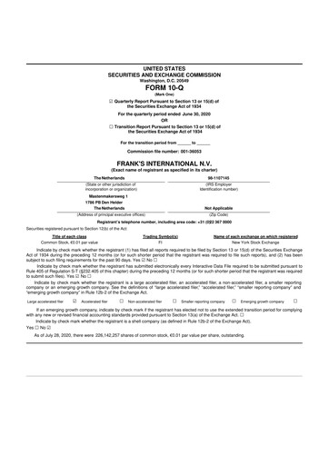 Miniature Expro Group 10-Q Rapport trimestriel 2020 