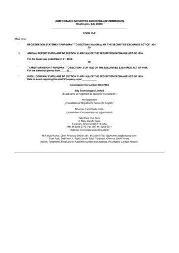 Thumbnail Sify Technologies 
 20-F Annual Report 