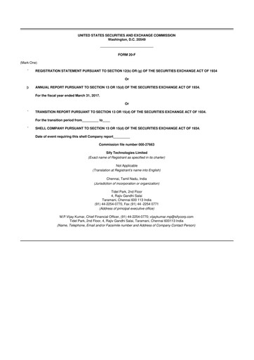 Thumbnail Sify Technologies 
 20-F Annual Report 