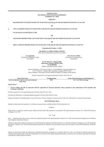 Vorschaubild Dr. Reddy's Laboratories 20-F Jahresbericht 2020