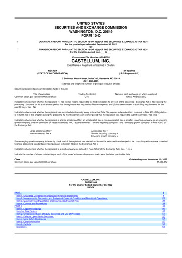 Miniature Castellum 10-Q Rapport trimestriel 2022 