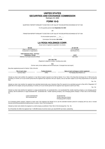 Vorschaubild La Rosa Holdings 10-Q Quartalsbericht 2023 