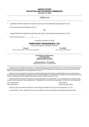 Miniature SiriusPoint  10-Q Rapport trimestriel 2013 