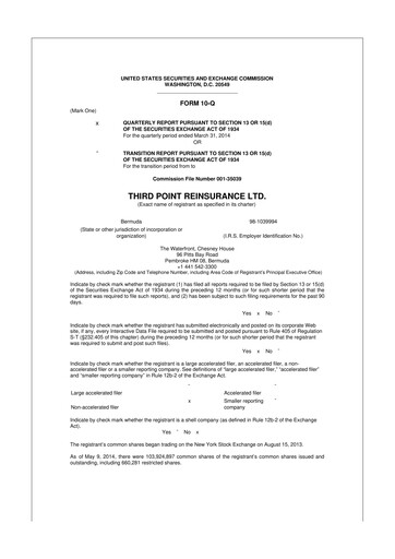 Miniature SiriusPoint  10-Q Rapport trimestriel 2014 