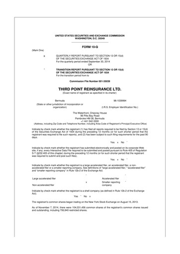 Miniature SiriusPoint  10-Q Rapport trimestriel 2014 