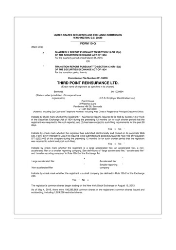 Miniature SiriusPoint  10-Q Rapport trimestriel 2016 