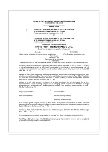 Miniature SiriusPoint  10-Q Rapport trimestriel 2017 