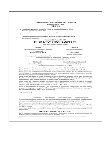 Miniature SiriusPoint  10-K Rapport annuel 2017