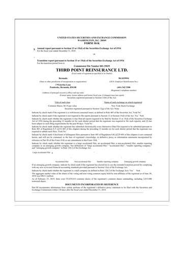 Miniature SiriusPoint  10-K Rapport annuel 2018