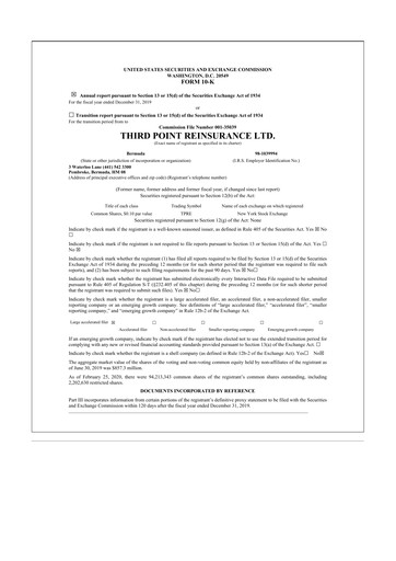 Miniature SiriusPoint  10-K Rapport annuel 2019