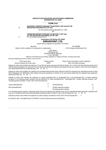 Miniature SiriusPoint  10-Q Rapport trimestriel 2021 