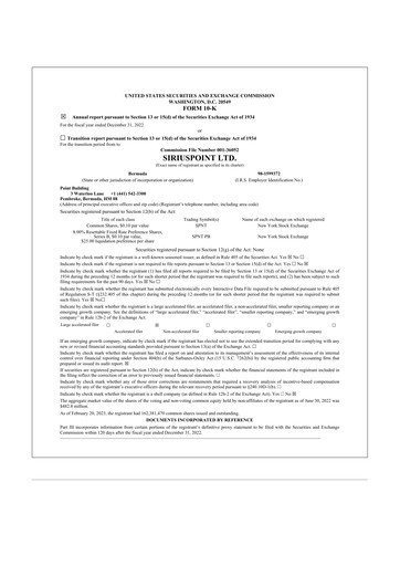 Miniature SiriusPoint  10-K Rapport annuel 2022