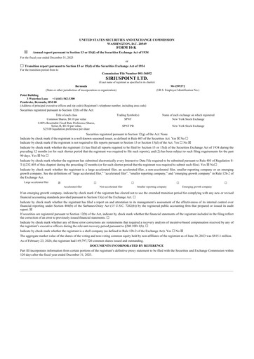 Miniature SiriusPoint  10-K Rapport annuel 2023