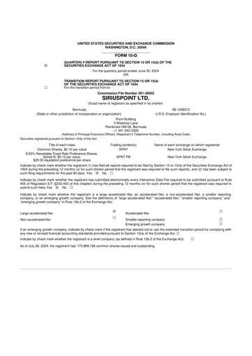 Miniature SiriusPoint  10-Q Rapport trimestriel 2024 