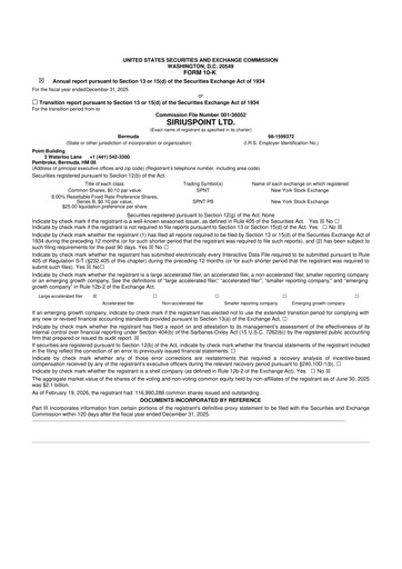 Thumbnail SiriusPoint  10-K Annual Report 2025