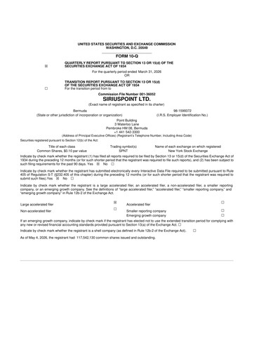 Thumbnail SiriusPoint  10-Q Quarterly Report FY 