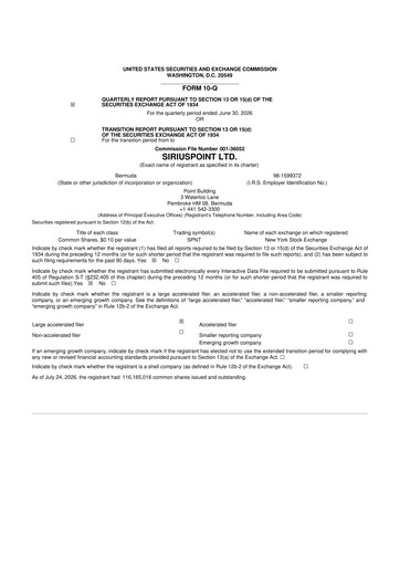 Thumbnail SiriusPoint  10-Q Quarterly Report FY2026 