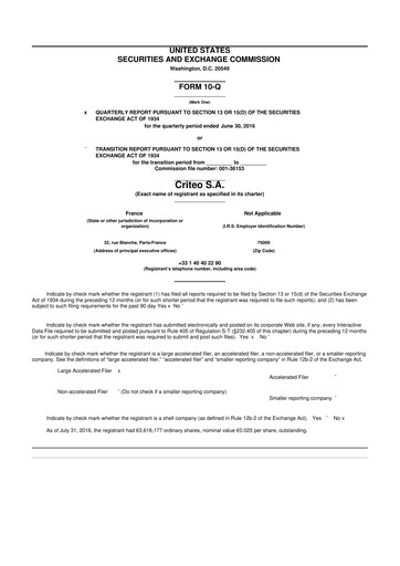 Thumbnail Criteo 10-Q Quarterly Report FY2016 
