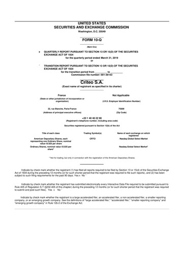 Thumbnail Criteo 10-Q Quarterly Report FY2019 