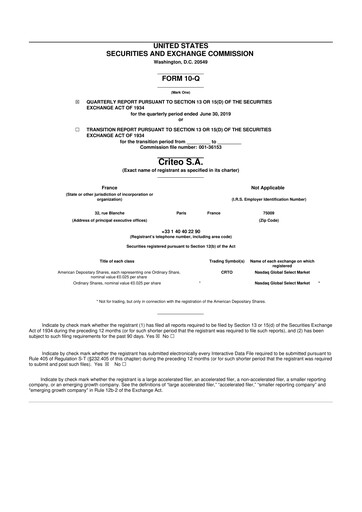 Thumbnail Criteo 10-Q Quarterly Report FY2019 