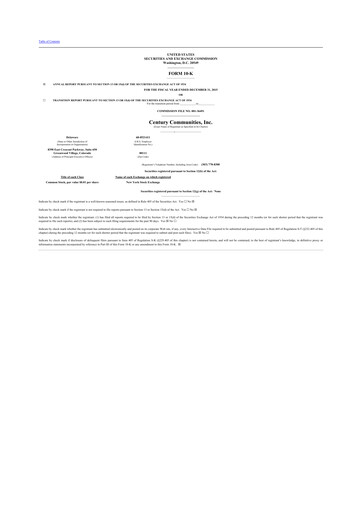 Thumbnail Century Communities
 10-K Annual Report 2015