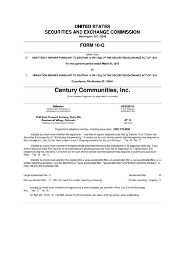 Vorschaubild Century Communities
 10-Q Quartalsbericht 2016 