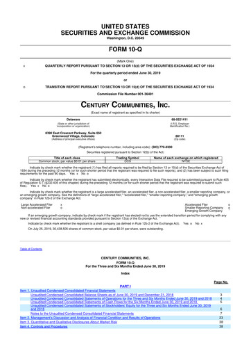 Vorschaubild Century Communities
 10-Q Quartalsbericht 2019 