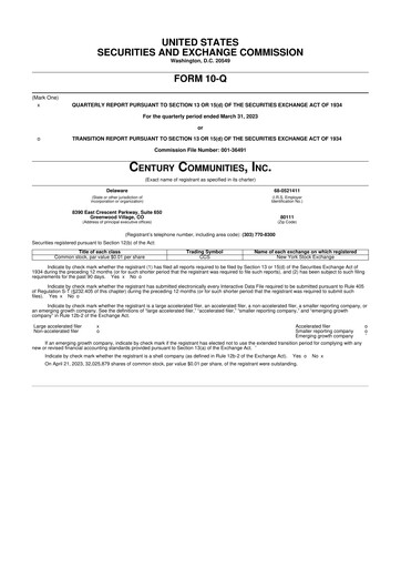 Vorschaubild Century Communities
 10-Q Quartalsbericht 2023 