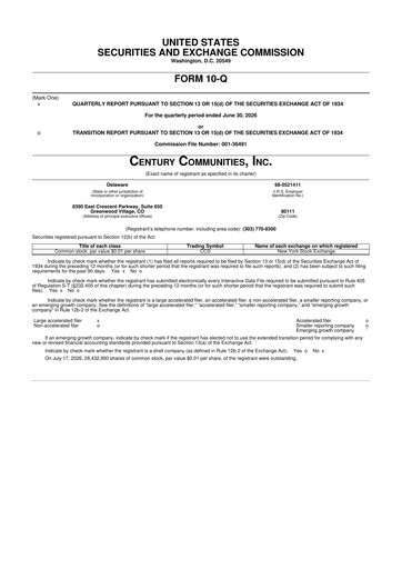 Thumbnail Century Communities
 10-Q Quarterly Report FY2026 
